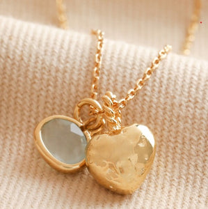 Heart and Moonstone Pendant Necklace | Gold