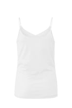 Load image into Gallery viewer, A basic white spaghetti strap vest top in a luxe and soft jersey fabric, with a lightweight jersey lining underneath.
