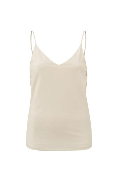 A simple spaghetti strap vest top in a luxe jersey fabric, with a lightweight lining to the inner. V neck style. 