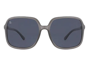 Square framed oversized sunglasses. The slim frame is in grey, made from recycled polyester.