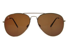 Load image into Gallery viewer, A classic aviator style, these sunglasses have a gold metal frame. With polarise lenses offering full UV 400 protection. They are Unisex.