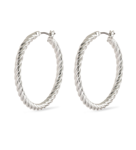 pilgrim Cece silver plated large twisted loop earrings