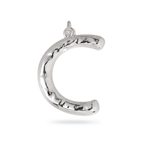 Large silver plated letter C pendant