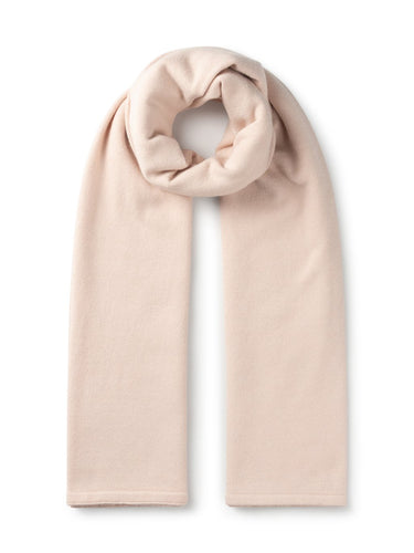 Pale pink soft fine jersey scarf with ribbing at the edges