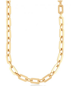This Big Metal London chunky chain Arlette Statement Necklace is in a 22k gold plated finish. It fastens with a t bar closure and can be worn with any outfit day or night. 
