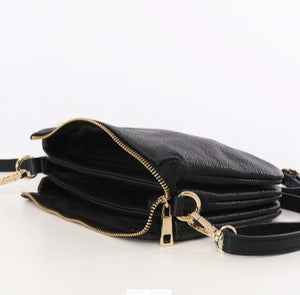 Genuine Leather Triple Section Crossbody Bag | Selection of Colours