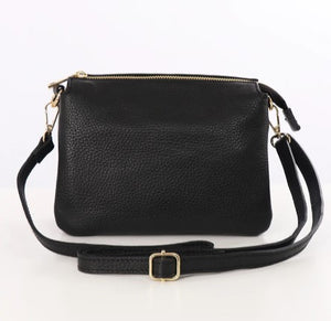 Genuine Leather Triple Section Crossbody Bag | Selection of Colours