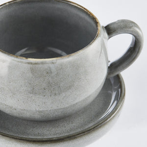 Small grey ceramic espresso cup and saucer 