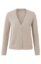 Yaya Fluffy Mohair and Wool Mix Cardigan | Taupe