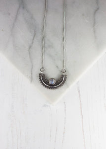 Silver necklace semi circle | Moonstone