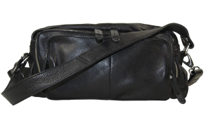Black colour rock zipped bag black