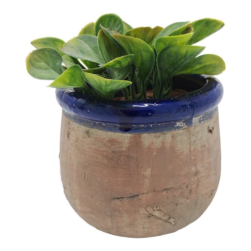 Blue rustic pot 10 X 11 cm