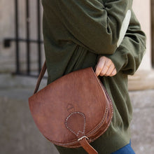Load image into Gallery viewer, Large Tan Marrakech Half Moon Saddle Bag