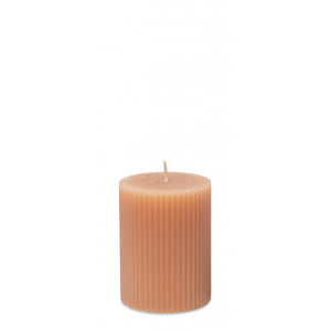 Small Ribbed Pillar Candle 9 X 7 cm | Pink