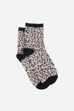 Load image into Gallery viewer, Micro Leopard Print Cotton Socks | Beige Black