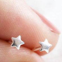 Load image into Gallery viewer, Sterling Silver Tiny Star Stud Earrings