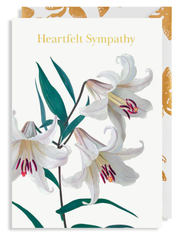 This Heartfelt Sympathy card is blank inside for your own message. A token to send sympathy and condolences. Measuring W109mm x H155mm and complete with an extra special envelope which is printed in a gold bee design. Eco printed in England