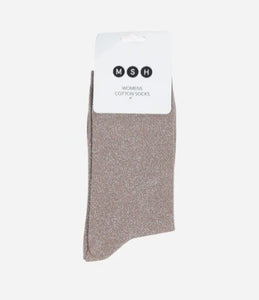 Glitter Lurex Socks | Taupe
