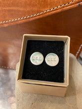 Load image into Gallery viewer, Presented in a gift box, these cufflinks have the word &#39;Dad&#39; engraved on them. They feature a swivel back fastening. Sterling Silver 925. 
