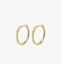 Load image into Gallery viewer, These TRUDY large crystal hoop earrings from Pilgrim jewellery will add glamour to your everyday. The classic design is lifted with the preciosa to the front, to make them sparkle and shine. Available in gold and silver plated. 