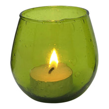 Load image into Gallery viewer, Green glass votive 7.5 X 7.5 cm made from recycled glass