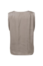 Load image into Gallery viewer, Yaya Silky Taupe Sleeveless Top With Pleated Shoulder Detail